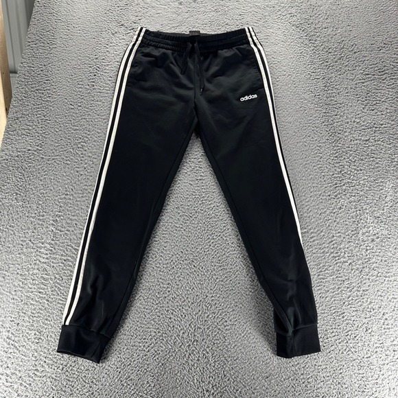 Adidas Track Pants Boys 12-14 Medium Black Polyester Stretch Tapered Fit - Picture 1 of 10